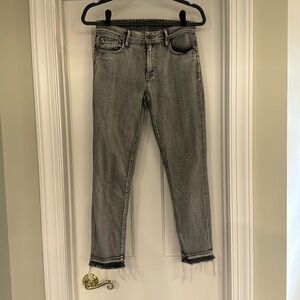 Fidelity Denim Stevie Crop MidRise Sz25 faded black / frayed hem Warhol color